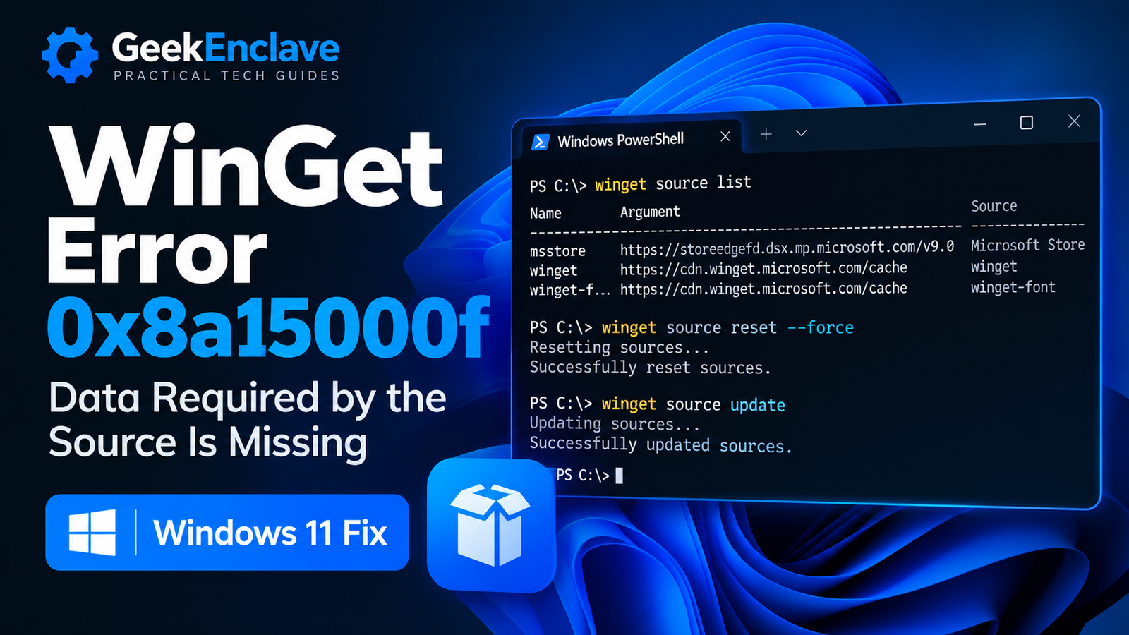 How to Fix WinGet Error 0x8a15000f: Data Required by the Source Is Missing